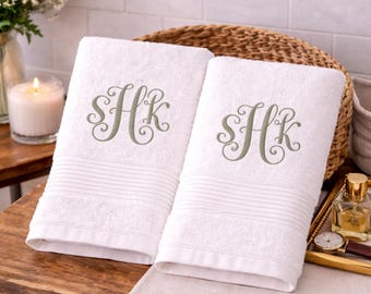 Embroidered Hand Towel | Monogrammed Wedding Gift | Custom Hand Towel | Wedding Gift Ideas | Bride and Groom