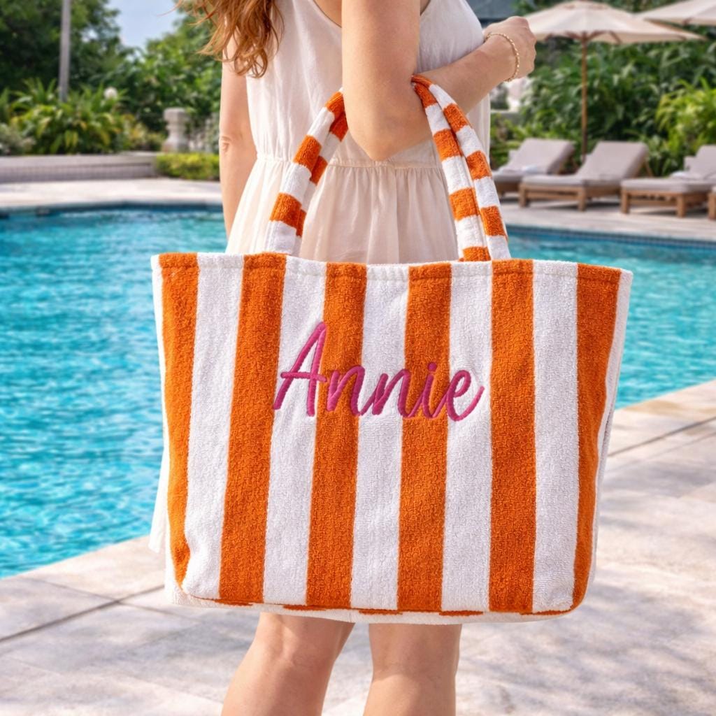 Beach bag with cooler pouch. Pink and orange, has zipper and drawstring. Amazon.com | Octsky Beach Bag Tote Pool Bag with Cooler 9  main image 2