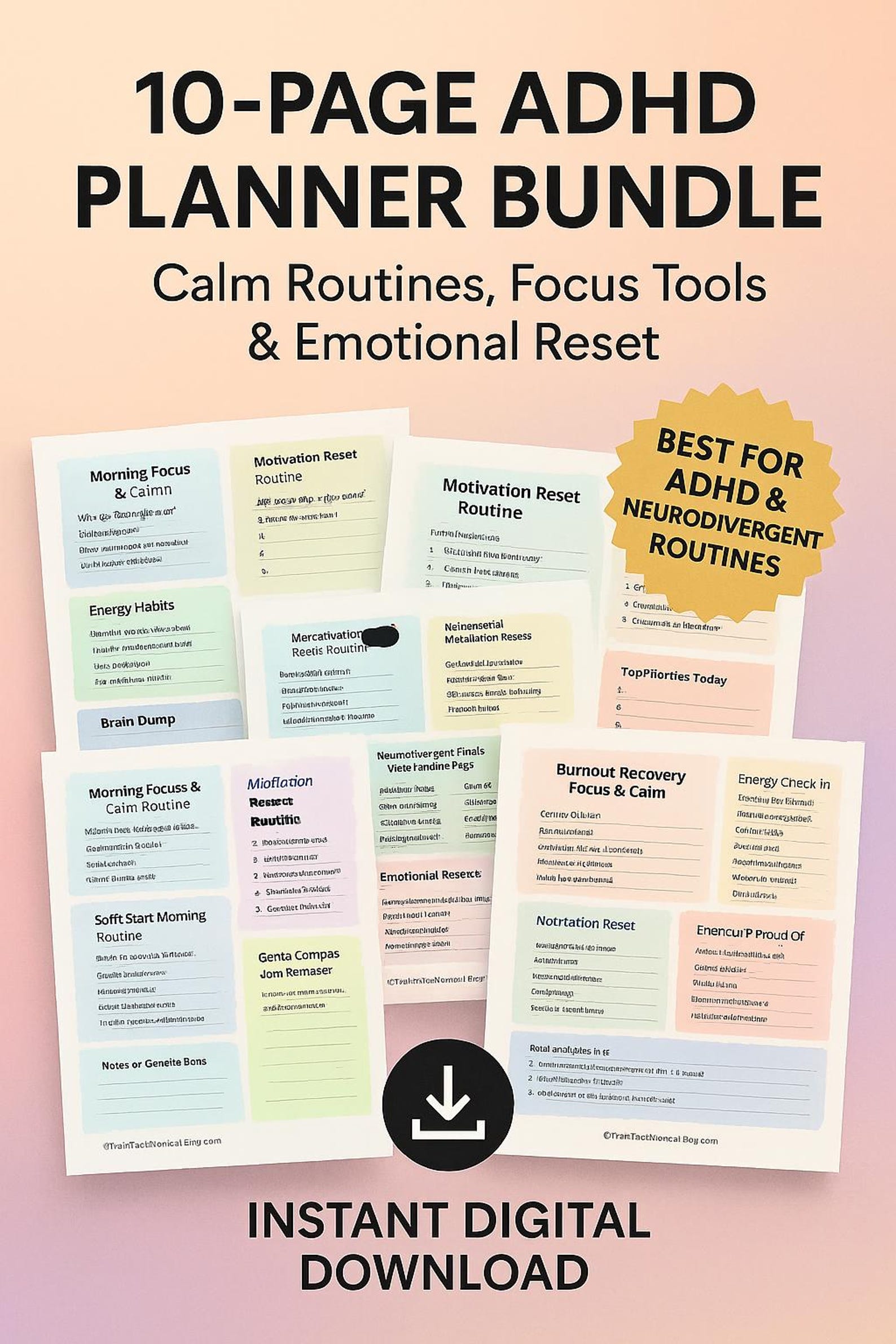 Ultimate ADHD Morning & Focus Planner Bundle – 10 Printable Pages for ...