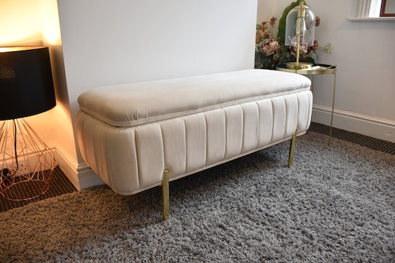 Cream ottoman storage bench discount