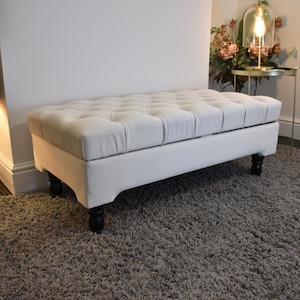 Customizable Tufted Upholstered Storage Bench – Elegant and Functional Seating with Hidden Storage – Brand New and Hand Made.