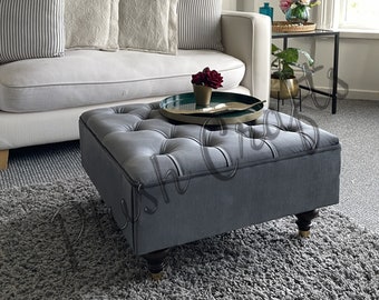 Grey Square Footstool / Coffee Table, Made To Order, Multiple Colours Available