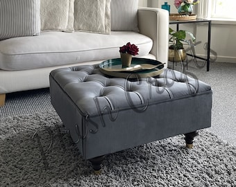 Grey Square Footstool / Coffee Table, Made To Order, Multiple Colours Available