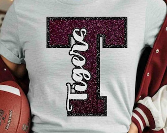 Tigers Digital Download Maroon Glitter Tigers Png Typography Png Custom School Mascot Png Paw Print Png School Spirit Png Game Day Png