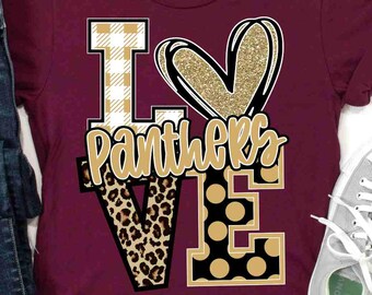 Panthers Digital Download Panthers Png Gold Panther Paw Print Png Love Panther Png Mascot Png School Mascot School Spirit Png Game Day Png