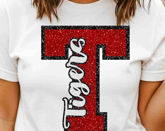Tigers Digital Download Red Glitter Tigers Png Typography Png Custom School Mascot Png Paw Print Png School Spirit Png Game Day Png
