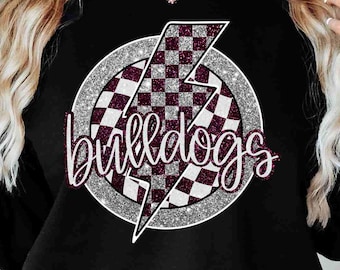 Bulldogs Digital Download Maroon Bulldogs Png Checkered Print Png Custom School Mascot Png School Png School Spirit Png