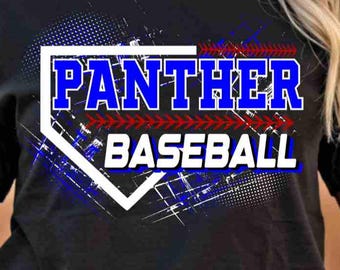 Panthers Digital Download Baseball Png Blue Panther Png File Custom School Mascot Png Baseball Mom Png School Spirit Panther Baseball Png