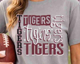 Tigers Digital Download Maroon Tigers Png Typography Png Custom School Mascot Png Paw Print Png School Spirit Png Game Day Png