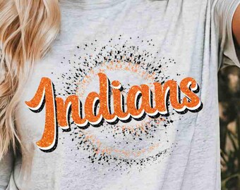 Indians Digital Download Orange Indians Png Custom School Mascot Png School Indian Sports Png School Mascot Digital Download Indians Digital