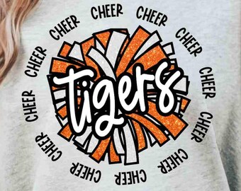 Tigers Cheer Digital Download Tigers Cheer Png Orange Tigers Png Custom Mascot Png School Cheerleader Png Cheerleading Png Cheer Team