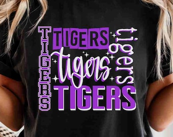 Tigers Digital Download Purple Tigers Png Typography Png Custom School Mascot Png Paw Print Png School Spirit Png Game Day Png