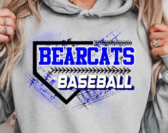 Bearcats Digital Download Bearcats Baseball Png Blue Bearcats Png Custom School Mascot Png Bearcat Png Sports Png Baseball Mom Png