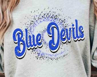Blue Devils Digital Download Blue Glitter Blue Devils Png Custom School Mascot Png School Mascot Png Game Day Png School Spirit Png