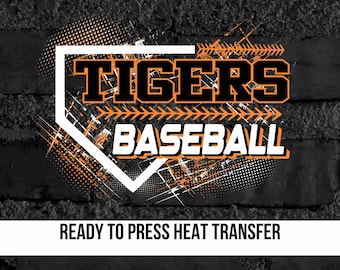 Tigers dtf transfer Baseball DTF ready to press transfer School ready for press transfer Mascot dtf transfer Tigers Baseball heat press dtf