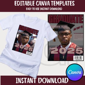 Graduation T-Shirt Canva Template | Class of 2025 Editable Design | DIY Grad Shirt Download | Senior Shirt Bundle| PNG| Digital Download