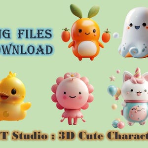3D Cartoon Charaktere, 3D Cute Cartoon Charaktere Clipart (Version 6). Ai erzeugt von PGT Studio
