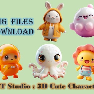 3D Cartoon Charaktere, 3D Cute Cartoon Charaktere Clipart (Version 1). Ai erzeugt von PGT Studio