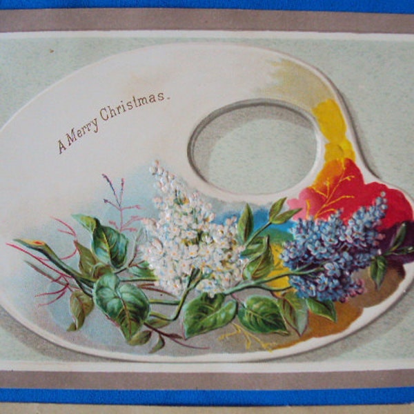 Victorian Christmas Card, Bright Paint Pallet Lilacs