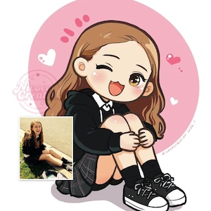 Cute Kawaii Manga Style Avatar, Personalized Chibi Anime Portrait from Photo, Custom Printable Digital Art, Valentine's Day Gift, Non-AI Art