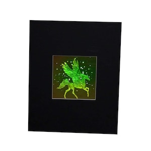 PEGASUS With STARS TRUE 3D Hologram Picture (Matted), Photopolymer Type Film Hologram, 3D Pegasus Lover Gifts, High-Quality Holographic Arts