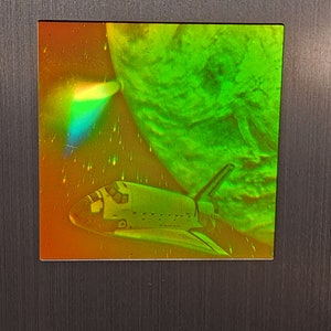 スペース シャトル 3D の真のレーザーで生成されたフォトポリマー 2 チャンネル ホログラム。ユニークな廃盤アルミ フレームに驚くべき深みと鮮明さを実現。