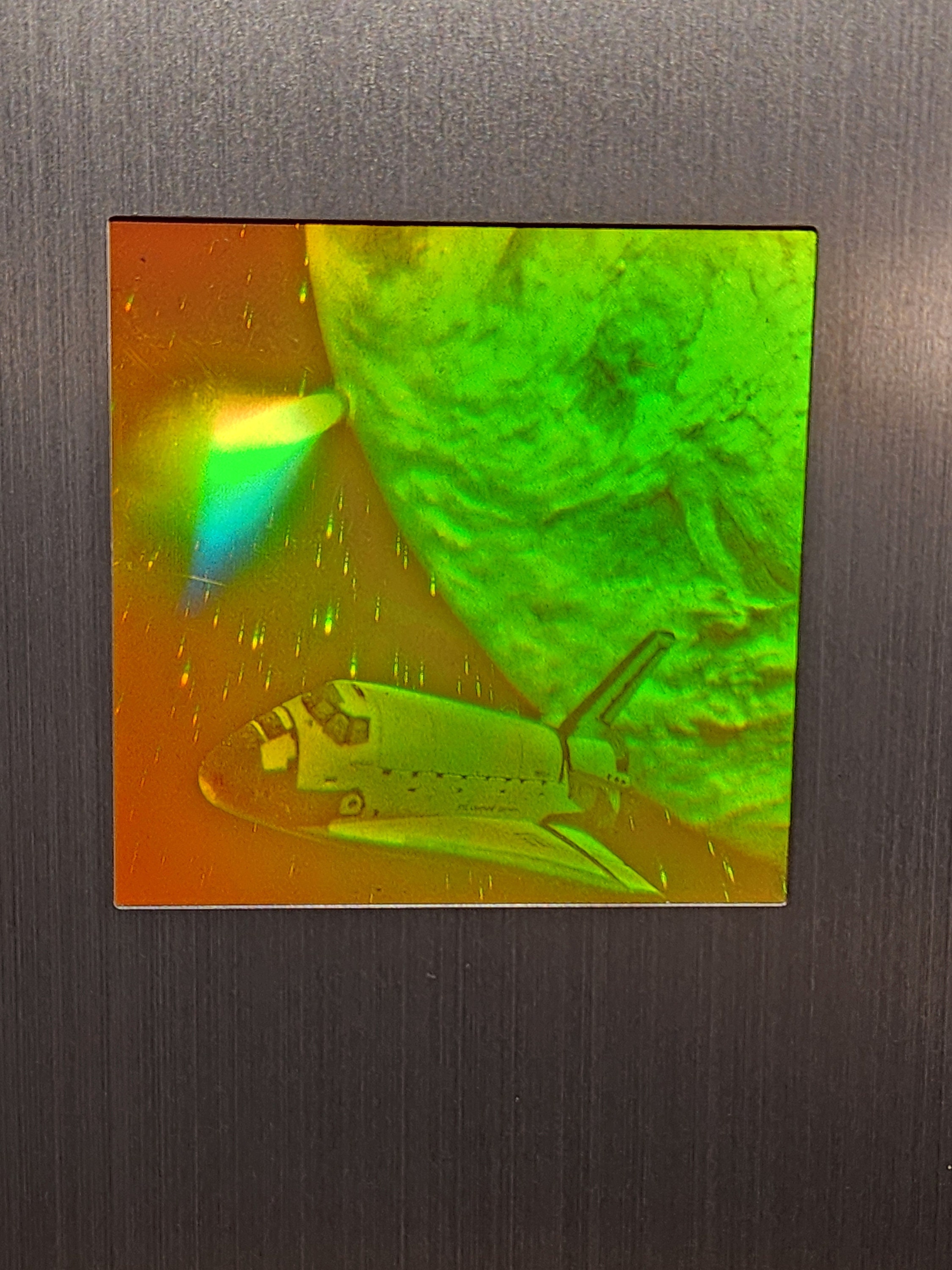 Space Shuttle 3D true laser produced Photopolymer 2-channel Hologram. amazing depth and clarity in a unique discontinued aluminum frame.
