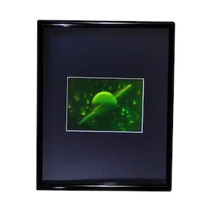 Vintage 1980s & I990s FRAMED 3D Saturn Hologram, Collectible Polaroid Photopolymer Film, Space Lover Gifts, High-Quality Holographic Art