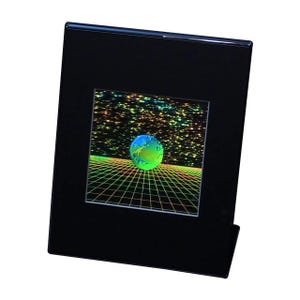 3D Earth with Grid Hologram Picture (DESK STAND), Collectible Embossed Type Film, 3D Earth With Gird Lovers, High-Quality 3D Holographic Art