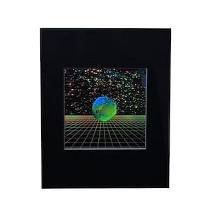 3D Ziemia z siatką Hologram Obraz (MATOWANY), Kolekcjonerska folia typu EMBOSSED, Miłośnicy Ziemi z siatką Hologram, Wysokiej Jakości Sztuka Holograficzna
