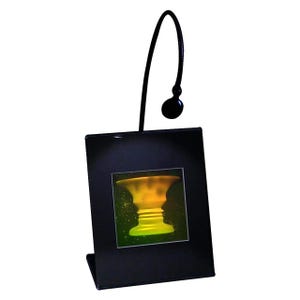 LIGHTED DESK STAND 3D Vase-Face 2-Channel Hologram Picture, Collectible Photopolymer Film, Vintage 1980 Lover, High-Quality Holographic Art