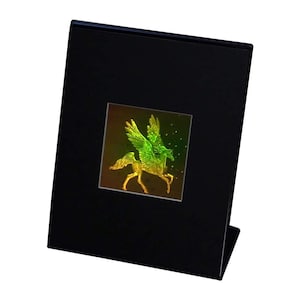 PEGASUS With STARS TRUE 3D Hologram Picture (Desk Stand), Photopolymer Type Film Hologram, Pegasus Lover Gifts, High-Quality Holographic Art