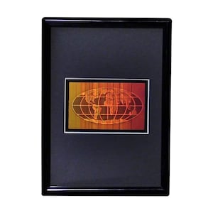 FRAMED 3D World Map Hologram Picture, Collectible Photopolymer Type Film, World Map Lover Gifts, High-Quality 3D World Map  Holographic Arts