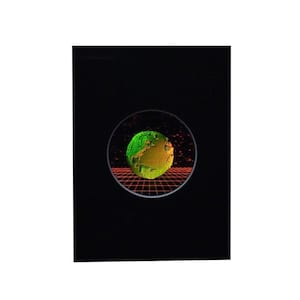 Earth With Grid Hologram Picture (MATTED), Collectible Embossed Type Film, Earth Lover Gifts, High-Quality 1980s Earth Grid Holographic Arts
