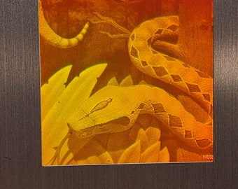 Snake 3D true laser produced Photopolymer 2-channel Hologram. amazing depth and clarity in a unique discontinued aluminum frame.