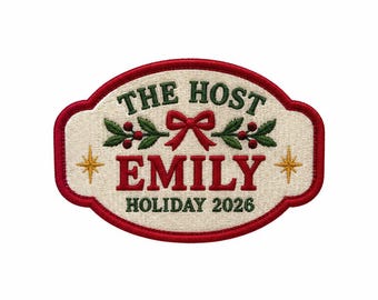 Personalized Christmas Host Name Patch, Holiday Host Gift, Custom Embroidered Name Badge for Apron, Christmas Gift for Men and Women