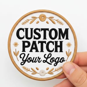 Individuell gestickter Aufnäher: Personalisiertes Logo, zum Aufbügeln oder Aufnähen, Klettverschluss, bis zu 10 Farben