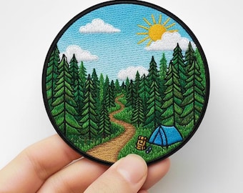 Wald Wandern Patch: Camping Zelt Bügelbild & Wanderliebhaber Geschenk