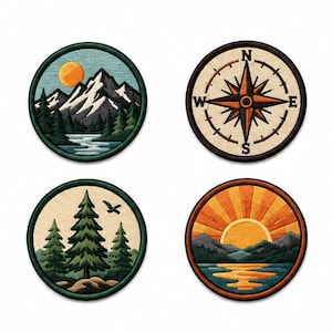 Outdoor Hat Patch Set, Hiking Camping Patches, Adventure Cap Badges, Backpack Embroidered Patches, Christmas Gift for Men and Girls