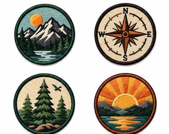 Outdoor Hat Patch Set, Hiking Camping Patches, Adventure Cap Badges, Backpack Embroidered Patches, Christmas Gift for Men and Girls