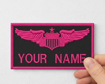 Custom Embroidered Flight Suit Patch: Personalized Name Tag, Iron-On , Sew On , Velcro