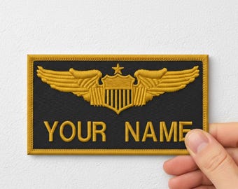 Custom Embroidered Flight Suit Patch: Personalized Name Tag, Iron-On , Sew On , Velcro
