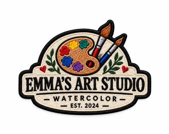 Custom Watercolor Artist Patch, Personalized Art Studio Embroidered Patch, Christmas Gift for Girls and Boys