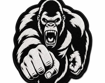 Roaring Gorilla Patch Large Embroidered Back Patch Iron On Sew On Biker Jacket Vest Patch