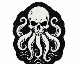 Skull Octopus Patch Large Back Patch Gothic Embroidered Biker Vest Patch