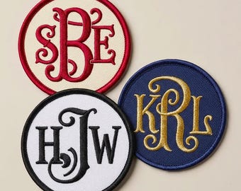 Personalisierter Monogramm-Aufnäher, Namensschild mit gestickten Initialen, zum Aufbügeln oder Aufnähen, Geschenk