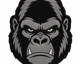 Angry Gorilla Back Patch | Large Embroidered Biker Vest Patch | Iron On Sew On Jacket Patch