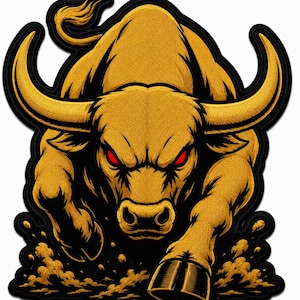 Charging Bull Back Patch, Large Biker Patch, Bull Embroidered Patch, Motorcycle Vest Patch,Jacket Patch