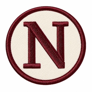 Écusson rond brodé avec initiale, monogramme universitaire rétro, à coudre, style académique