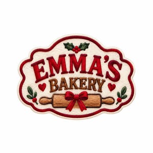 Individuell gestalteter Namensaufnäher für Weihnachtsbäcker, personalisierter Bäckeraufnäher, Aufnäher für die Weihnachtsschürze, Weihnachtsgeschenk für Frauen und Männer